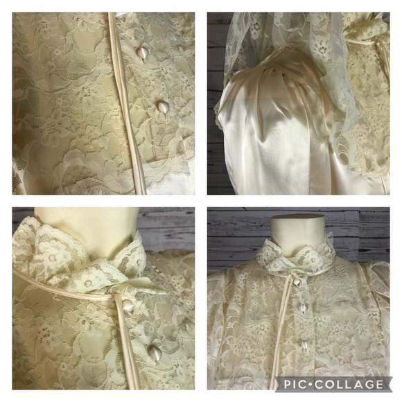 Vintage Victoria’s Secret gold label lace Victorian Edwardian robe size small - Picture 12 of 12
